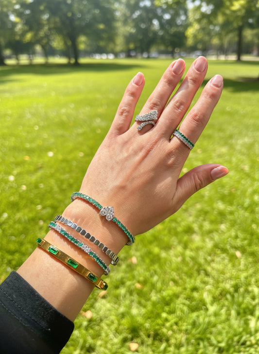 Emerald Baguette Bangle