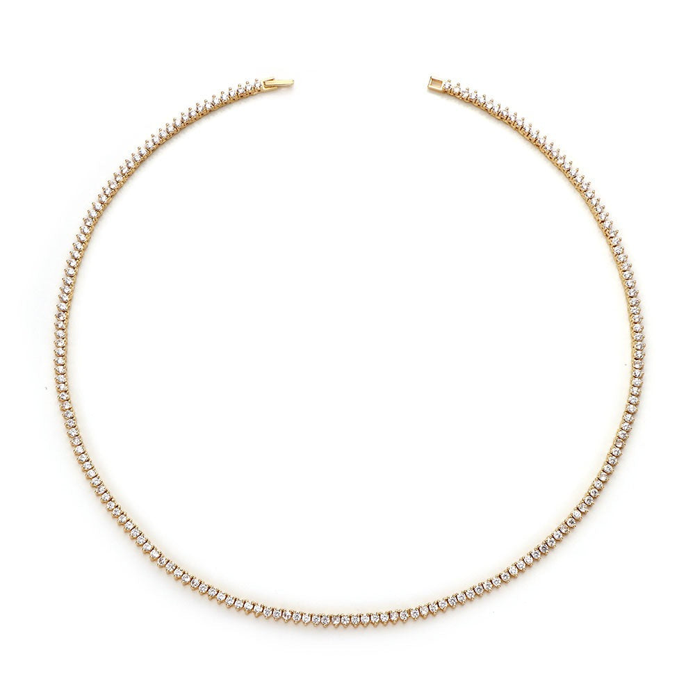 2.5mm 3 Prong Tennis Necklace