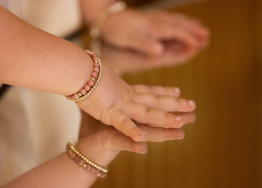Double Mauve & Gold Beaded Bracelet
