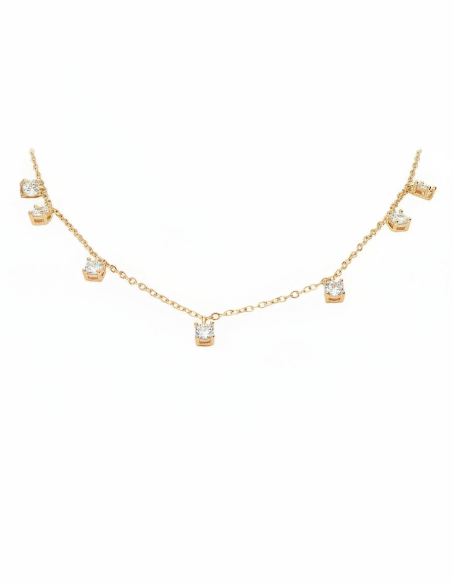 Diamond by the Yard Necklace in gold – gold-plated sterling silver necklace with a row of diamond-like stones