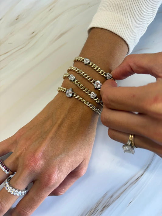 5 Heart Cuban Bracelet