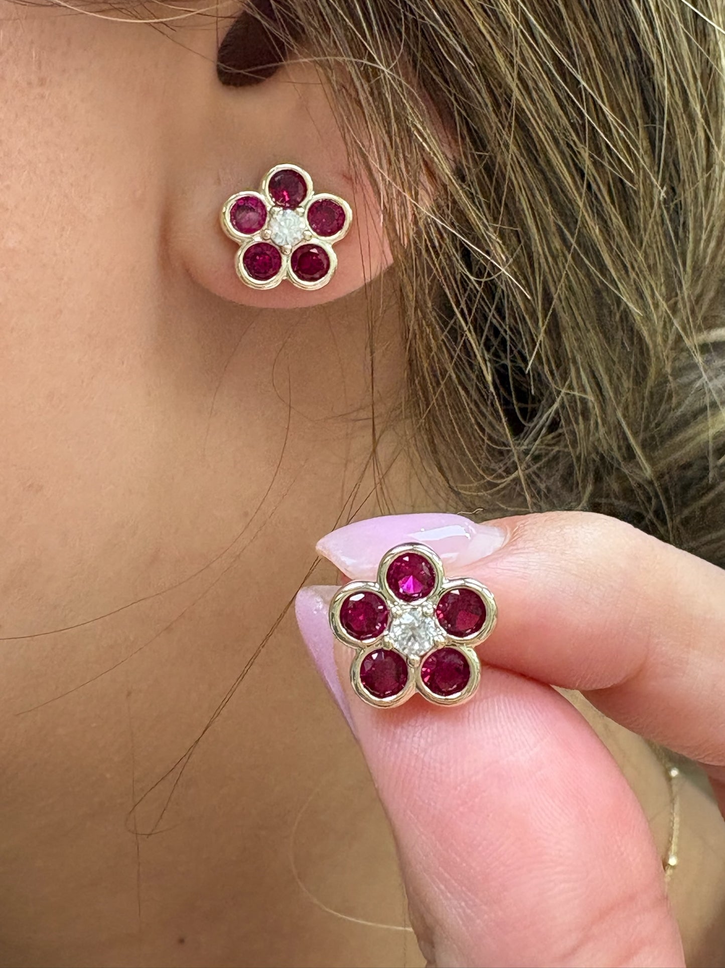 Bezel Flora Studs