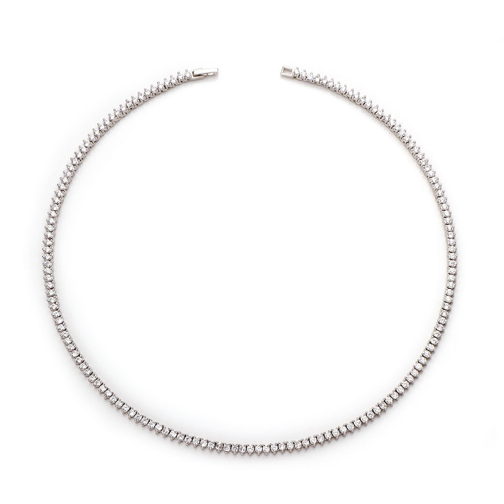 3mm 3 Prong Tennis Necklace