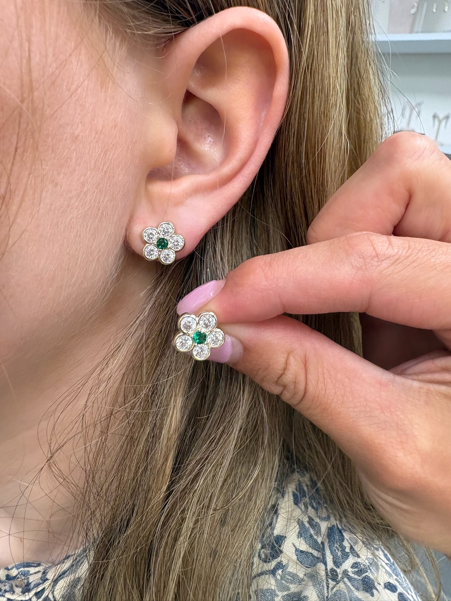 Bezel Flora Studs