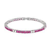 Alternating Tennis Bracelet in ruby – sterling silver tennis bracelet with alternating deep ruby-pink stones
