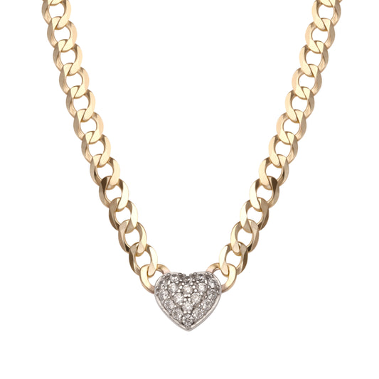 Pave Heart Cuban Necklace