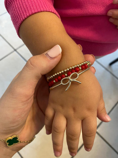 Double Red & Gold Beaded Bracelet