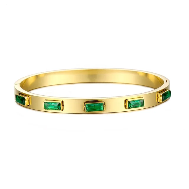 Emerald Baguette Bangle