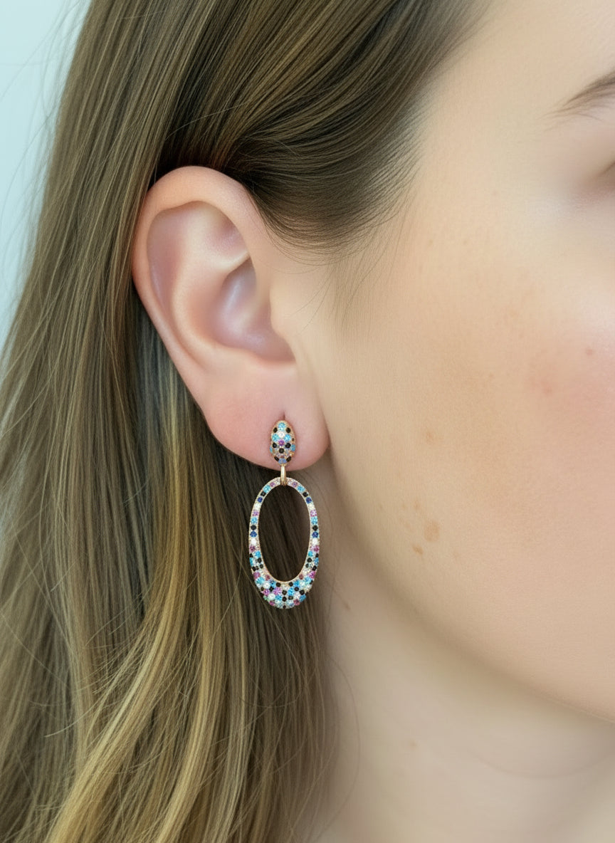 Colorful Pave Earrings