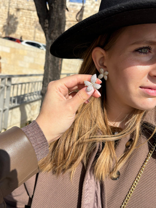 Pave Flower Studs