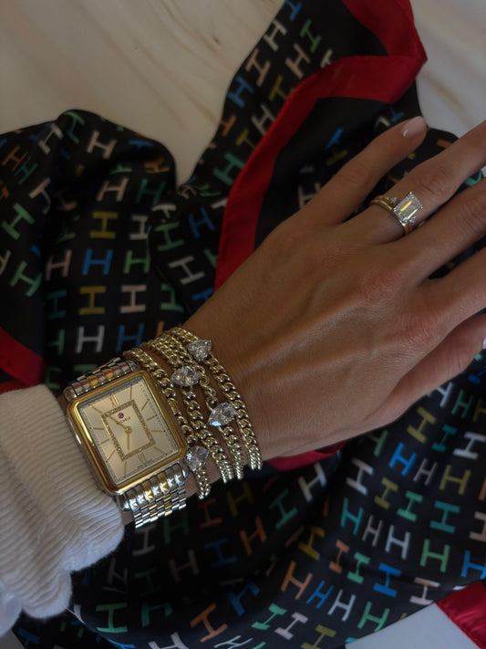 Solitaire Heart Cuban Bracelet