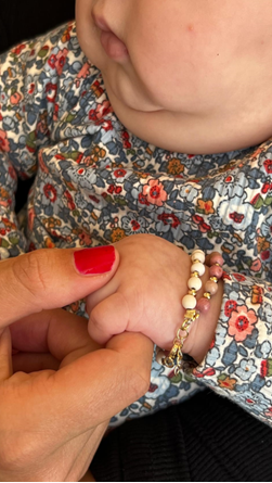 Double Mauve & White Beaded Bracelet