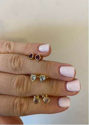 Bezel Heart Earrings