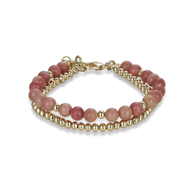 Double Mauve & Gold Beaded Bracelet
