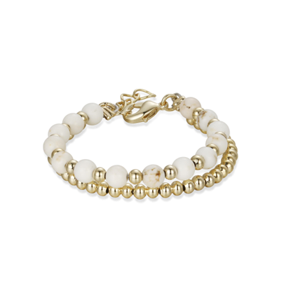 Double White & Gold Beaded Bracelet