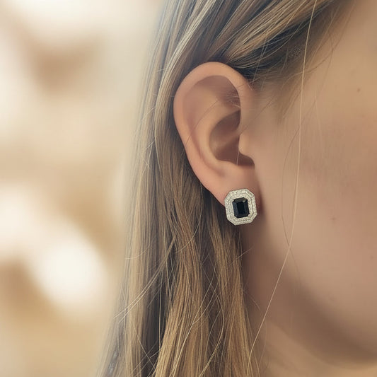Valencia Sapphire Halo Studs