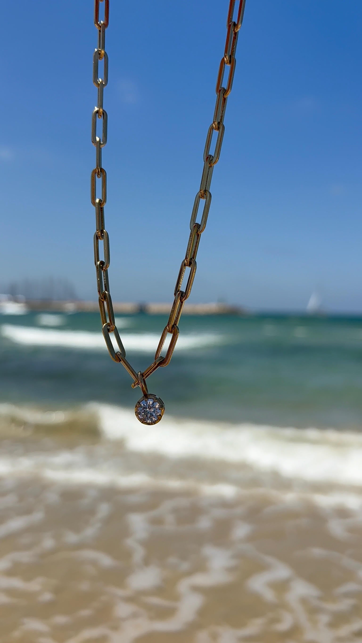 Paperclip Necklace with charms, additional view - Bella Lueur